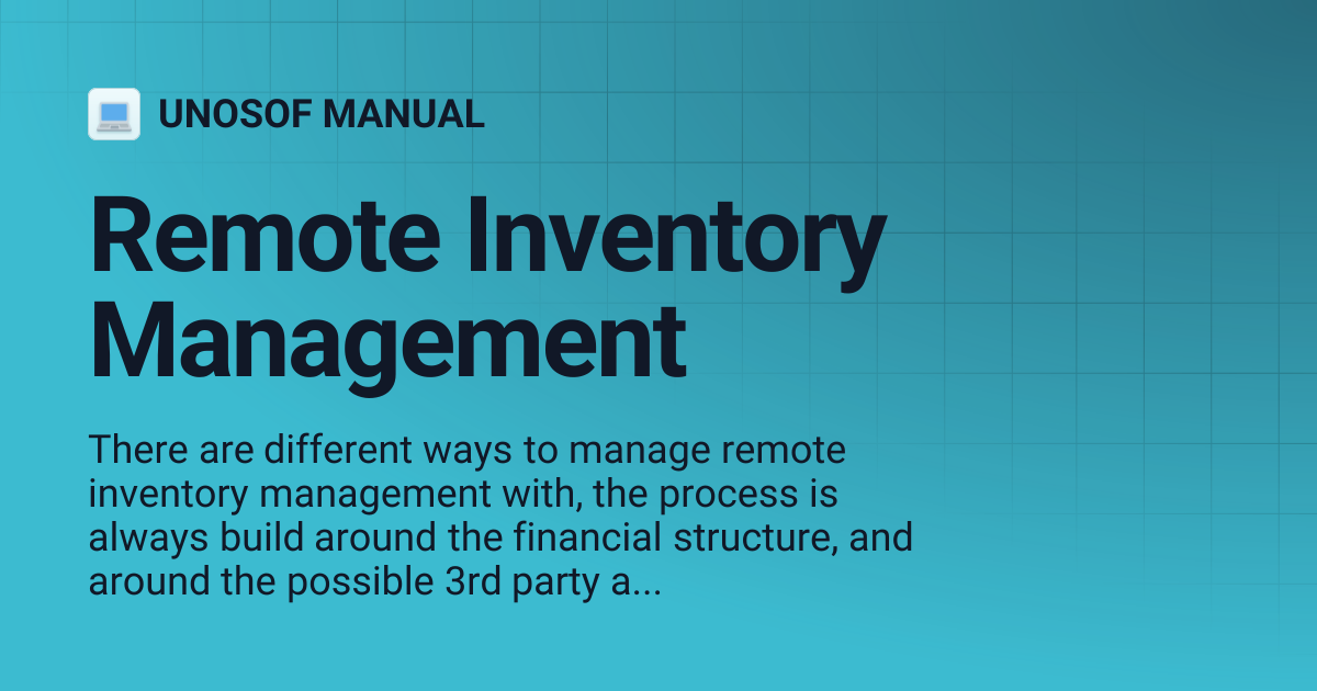 Remote Inventory Management | UNOSOF MANUAL