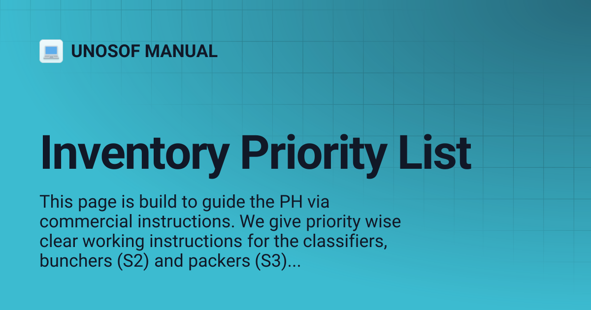 Inventory Priority List | UNOSOF MANUAL